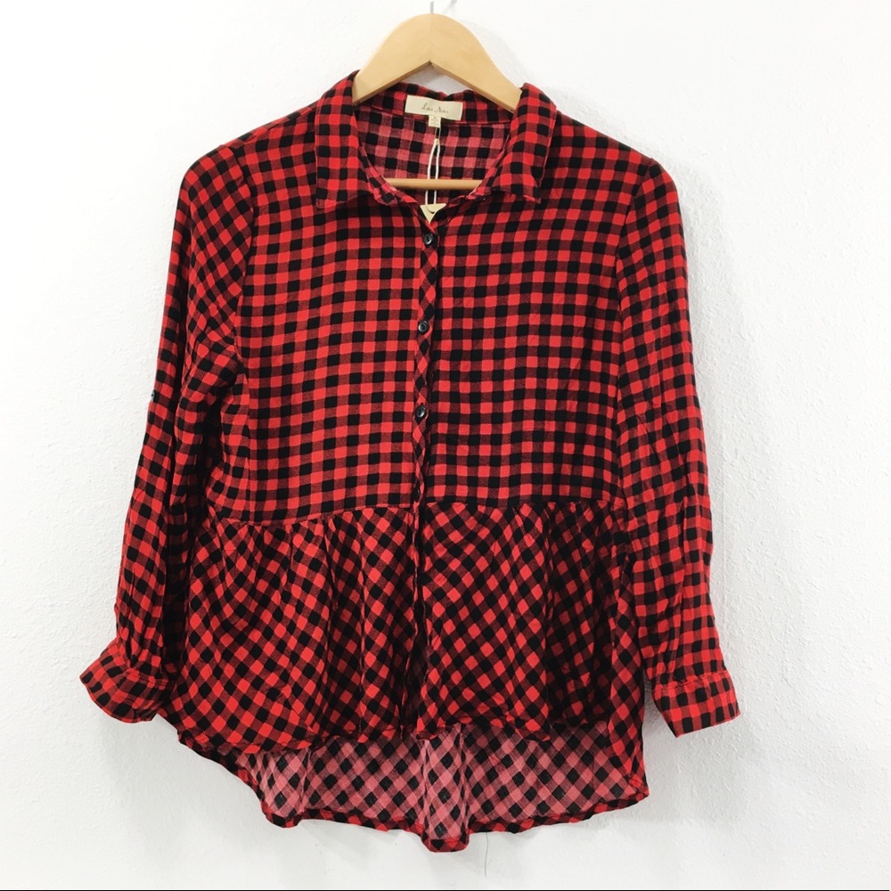 NWT Love Notes Button Down Peplum Top Size Medium